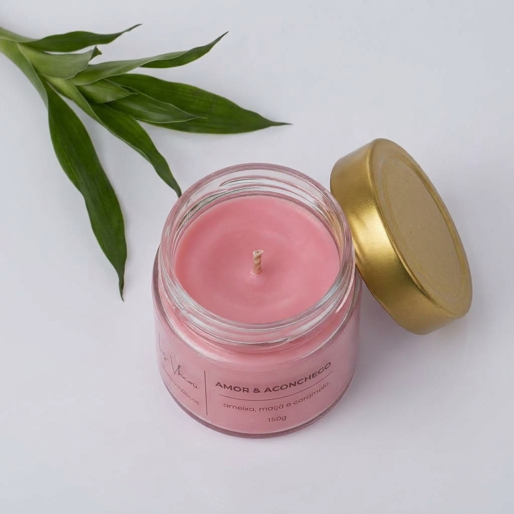 Vela Aromática Amor & Aconchego coleção Intenções em vidro pianezza