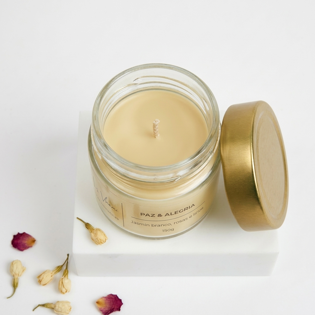 Vela Aromática Paz & Alegria coleção Intenções em vidro pianezza