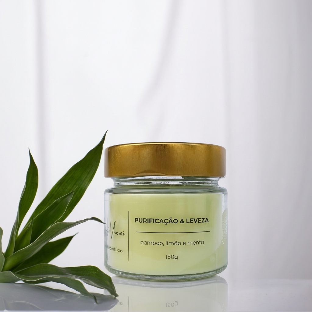 Vela Aromática Bambu, Limão e Menta, coleção Intenções em vidro pianezza