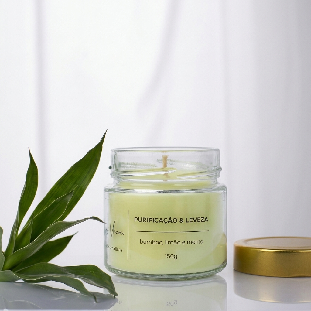 Vela Aromática Bambu, Limão e Menta, coleção Intenções pianezza